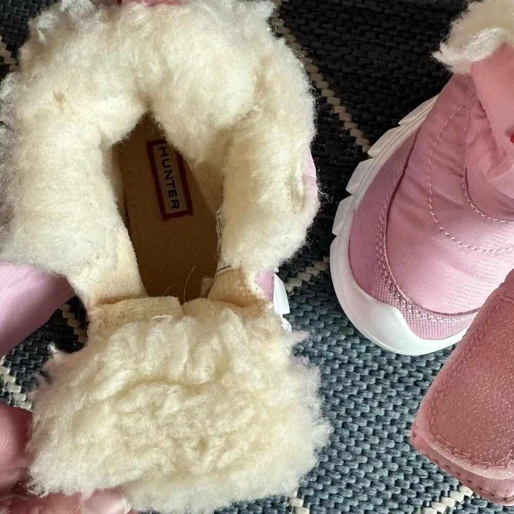 Hunter Kids Igloo Light Pink Insulated Waterproof Faux Fur Snow Boots 8T EUC